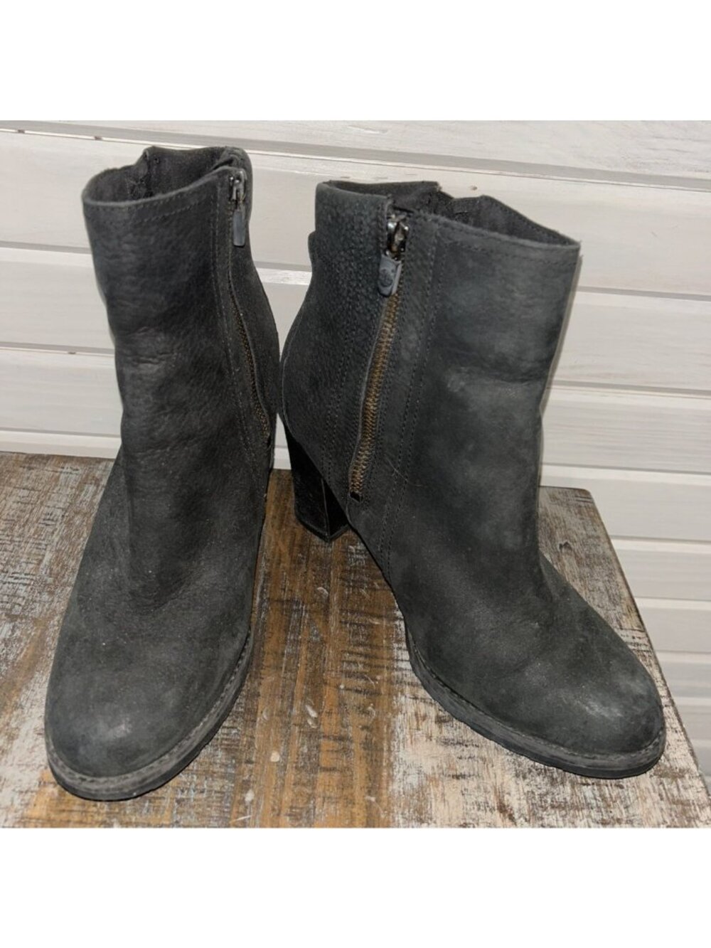 Timberland Boots Sz 8.5 Women Earthkeepers Stratham Heights Black Nubuck Booties